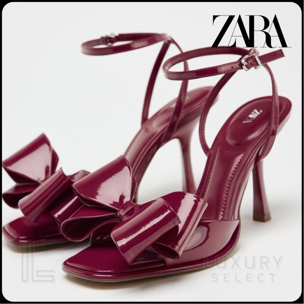★ZARA★ PATENT EFFECT BOW SANDALS