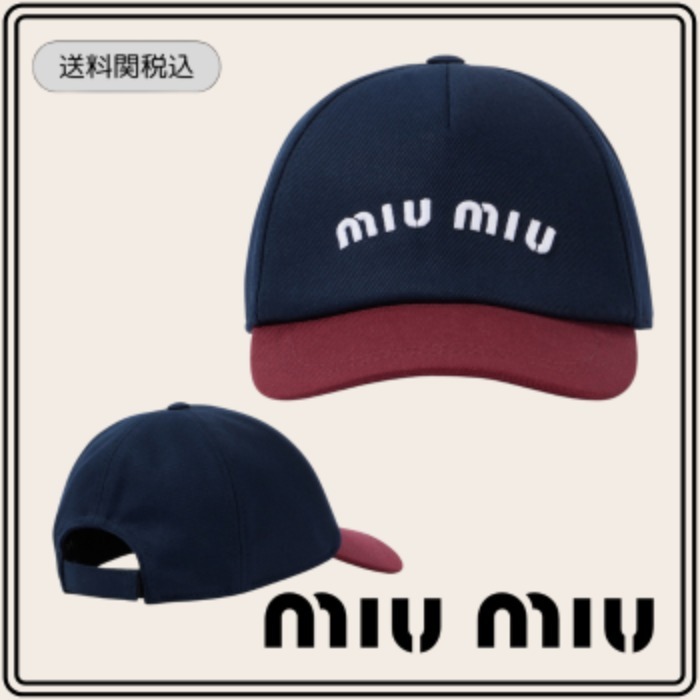 【Miu Miu】ロゴ入り コットンドリル ベースボール キャップ