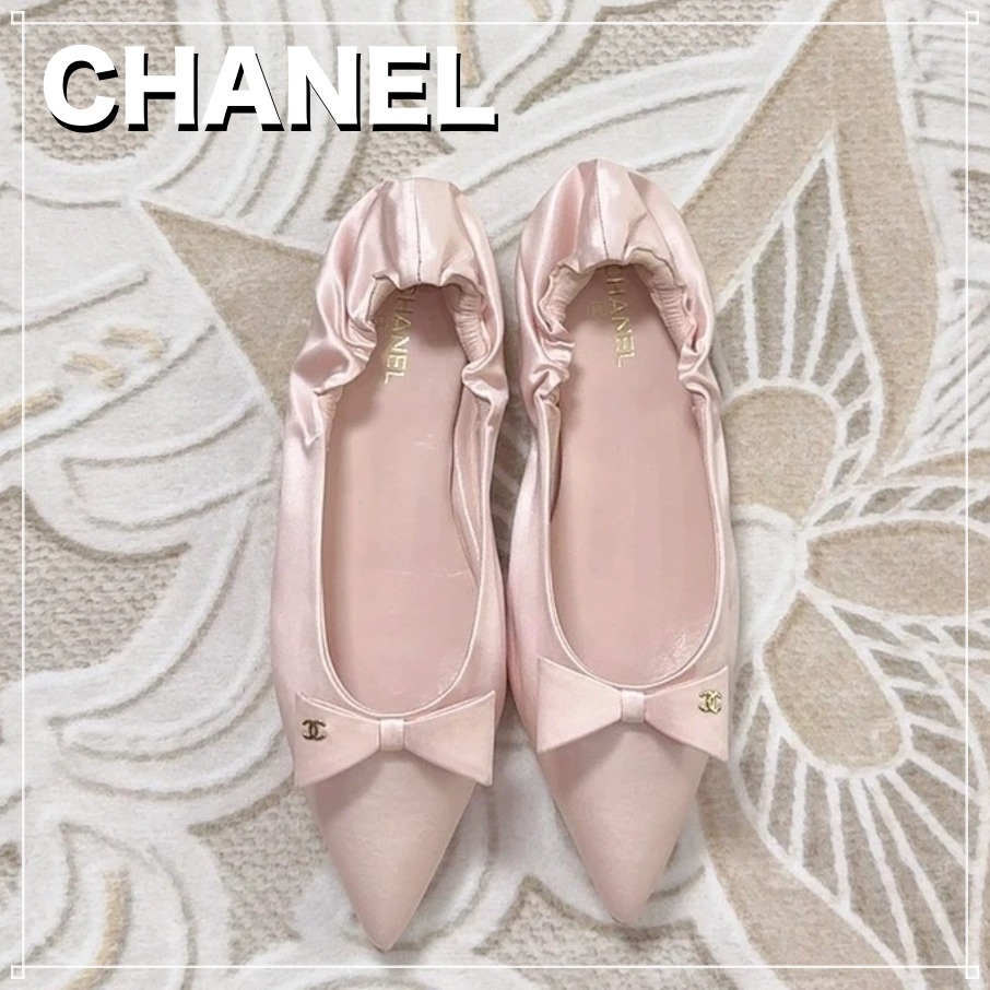 【25A新作】CHANEL リボン付きパンプス CCロゴ ポインテッドトゥ