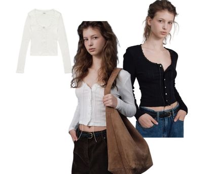 Cotton Eyelet Knit Cardigan Ensemble With Sleeveless Top