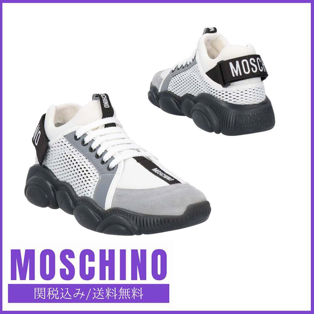 スニーカー【MOSCHINO】関税込み送料無料 メッシュ生地 レザー