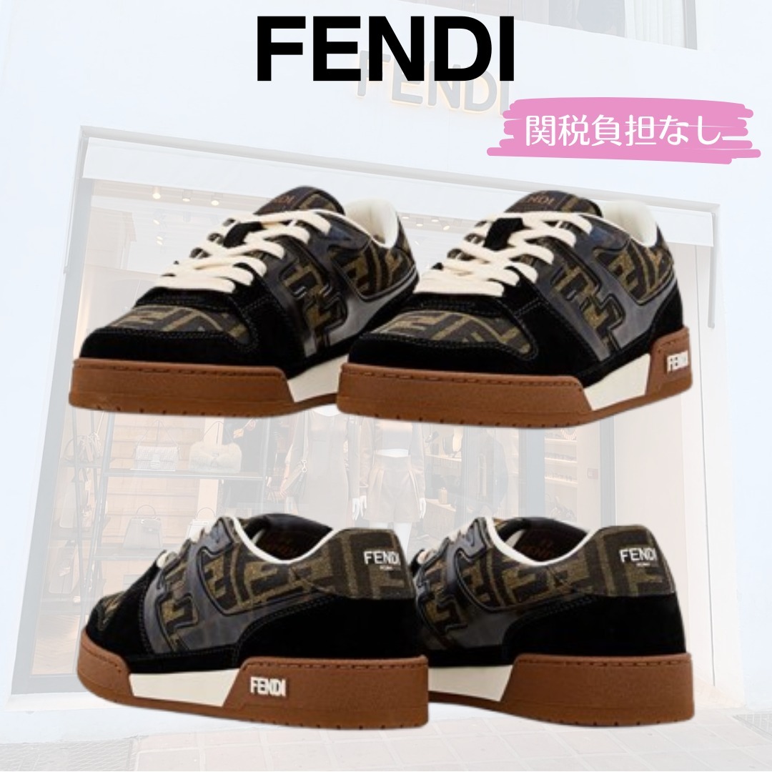 VIP★【FENDI】Fendi Match FFキャンバス ロートップ スニーカー