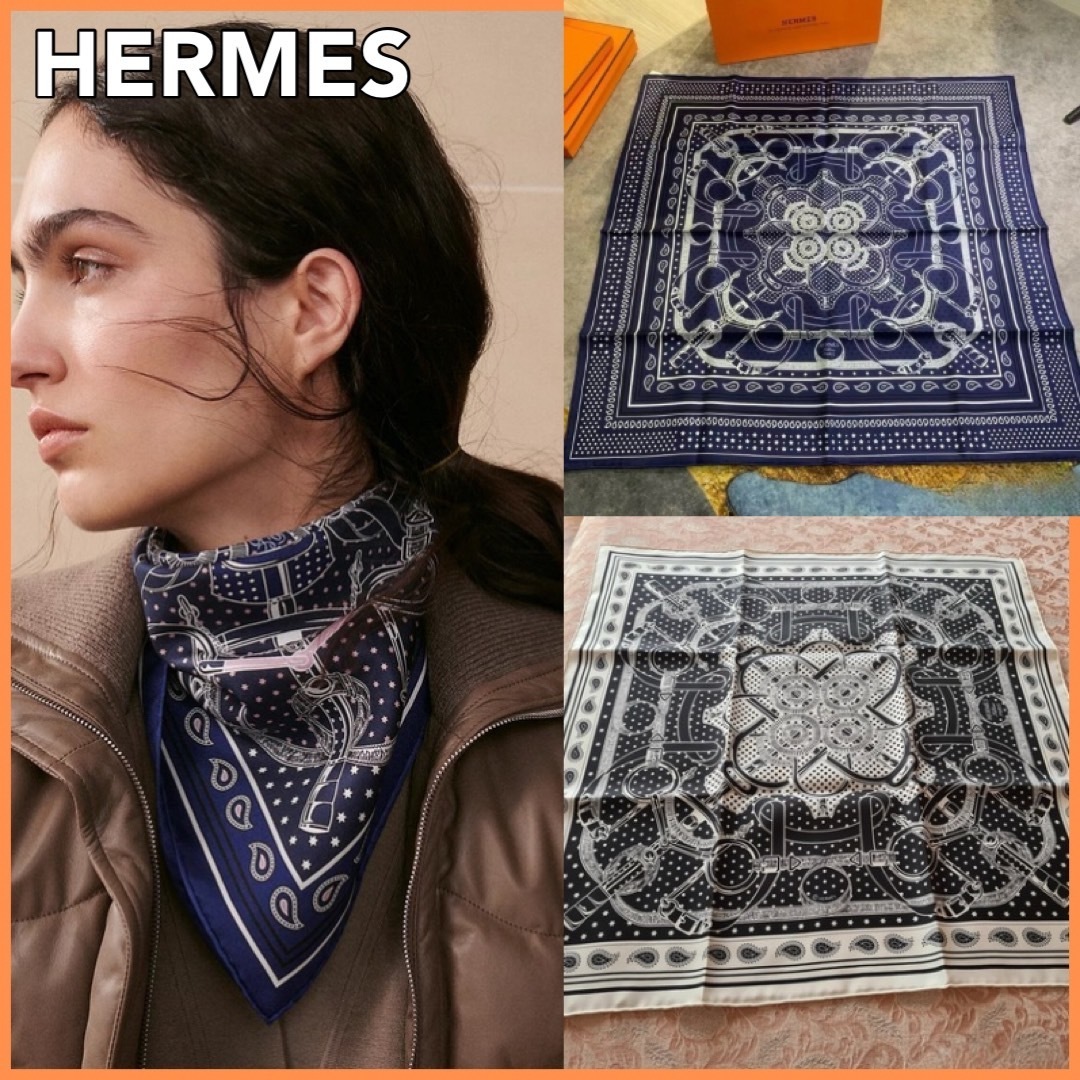 様々な用途で♪【HERMES】55 Eperon d'Or バンダナ スカーフ