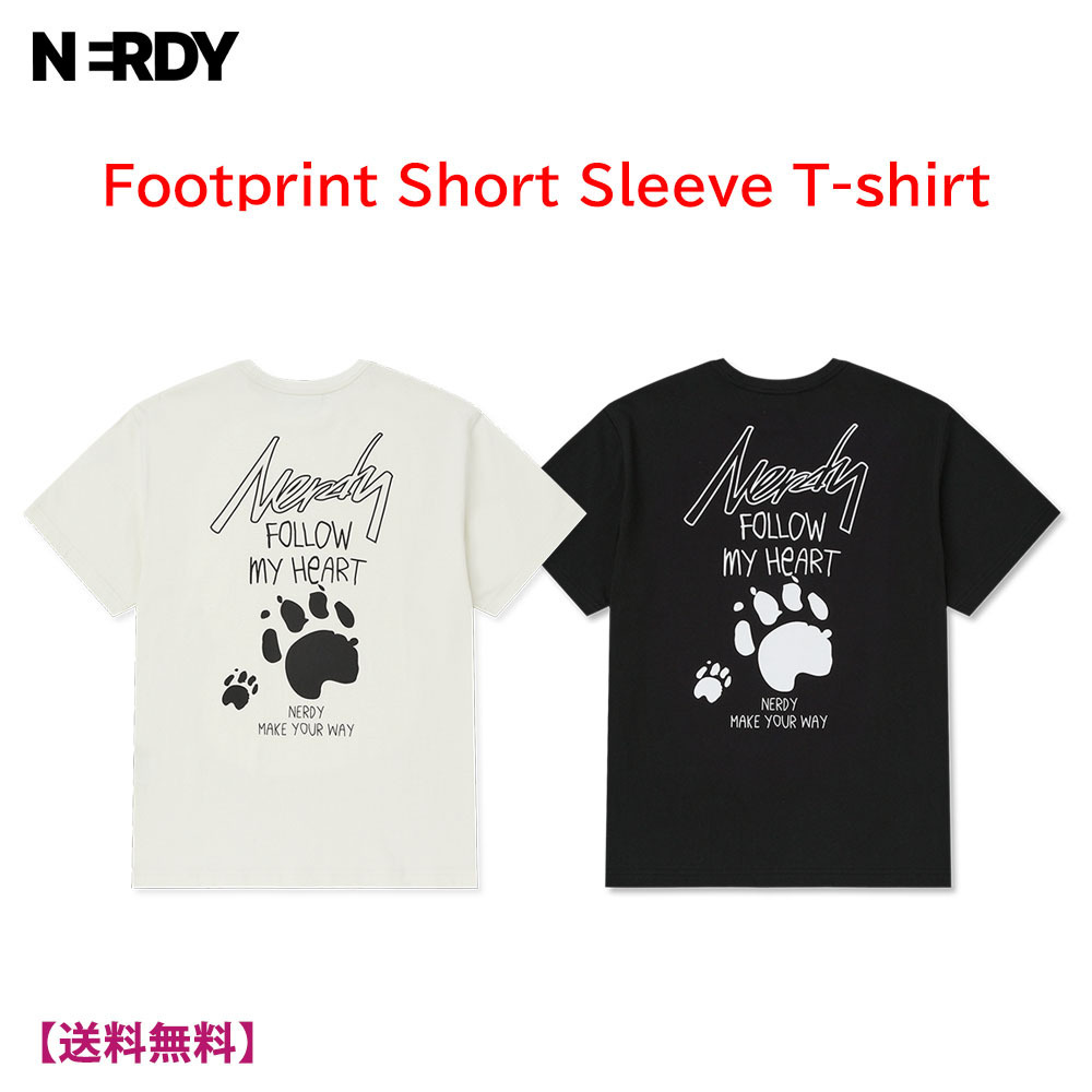 韓国人気★NERDY★Footprint Short Sleeve T-shirt★半袖Tシャツ