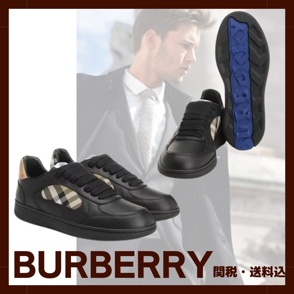 新作☆【BURBERRY】 レザーとチェックの「テラス」スニーカー