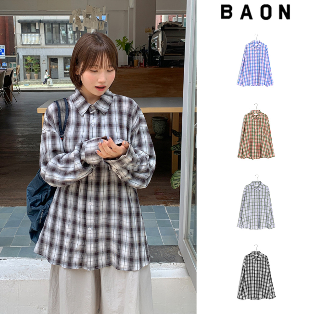 【BAON】[unisex] Shudel Summer Seersucker Check Over Shirt