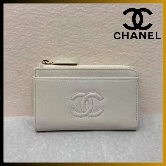 【25A 品のあるライトグレー】CHANEL ジップカードケース