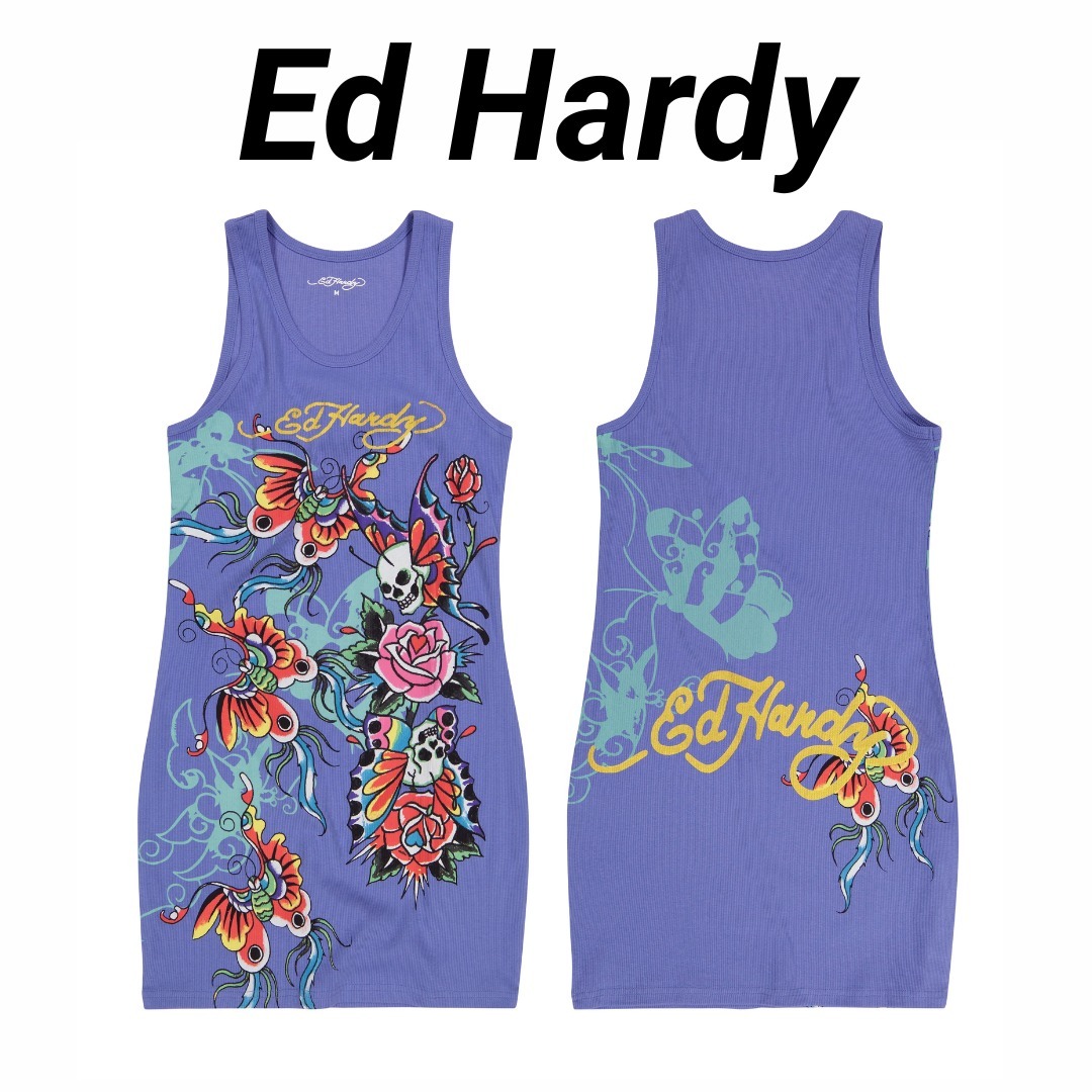 ◆Ed Hardy◆バタフライ リブ タンク ドレス 送料込