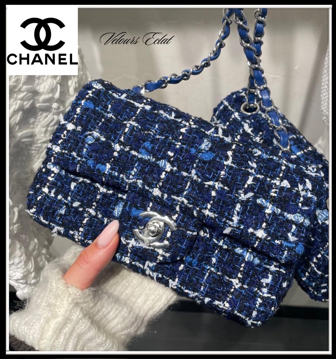 心奪うブルーツイードが可愛い【CHANEL】25P ミニフラップバッグ