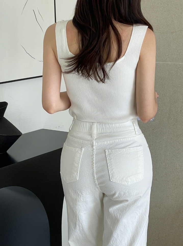 【I AM MARI】Delia Cotton Wide Banding Denim Pants