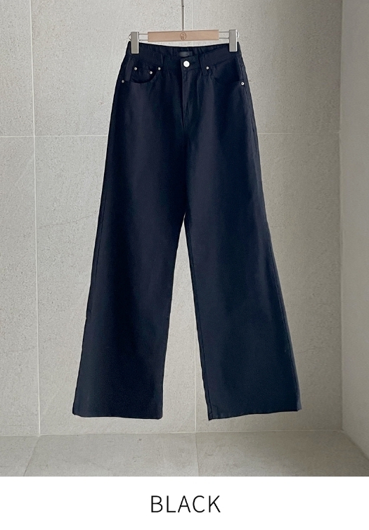 【I AM MARI】Delia Cotton Wide Banding Denim Pants