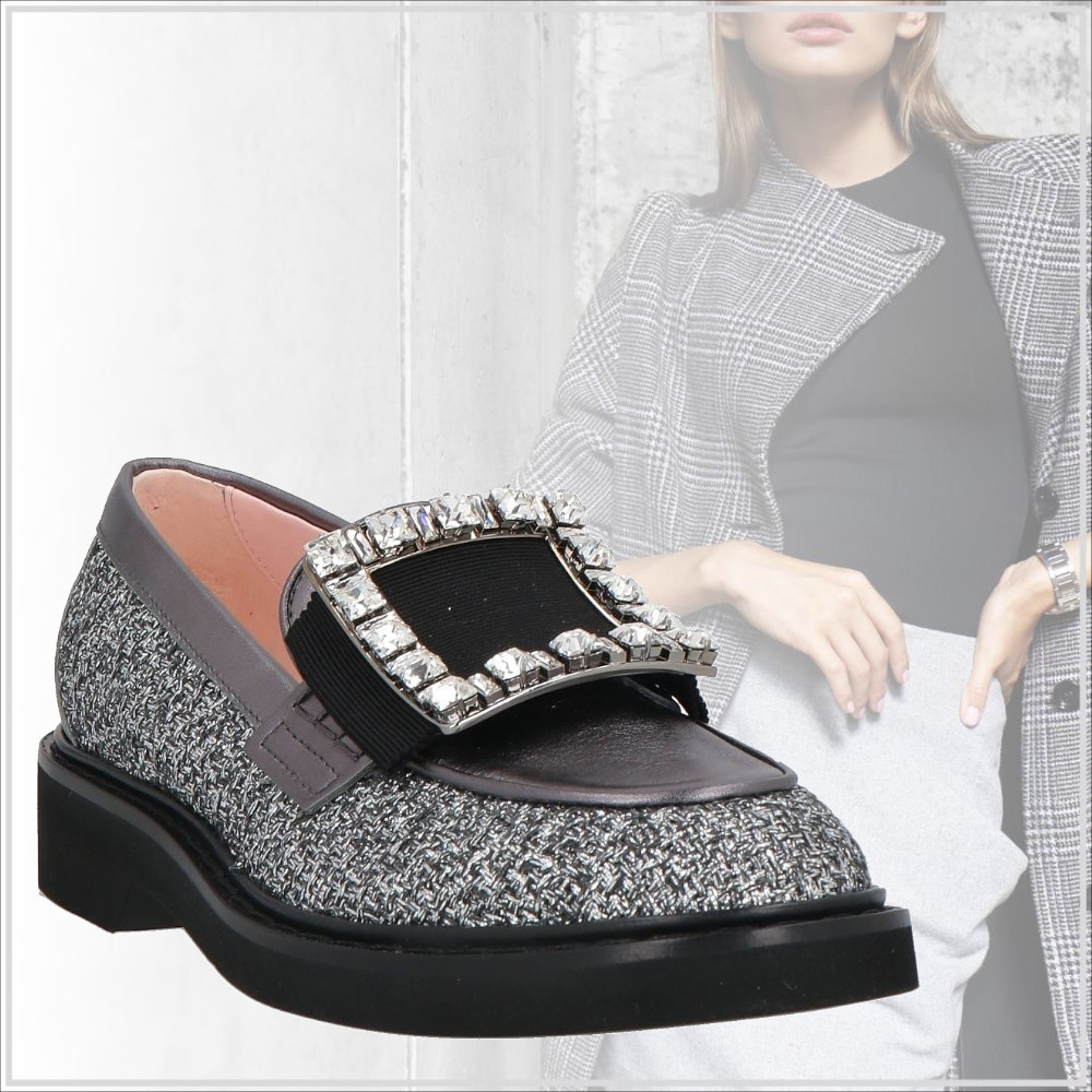 一目惚れ級【Roger Vivier】メタリック クリスタル ローファー