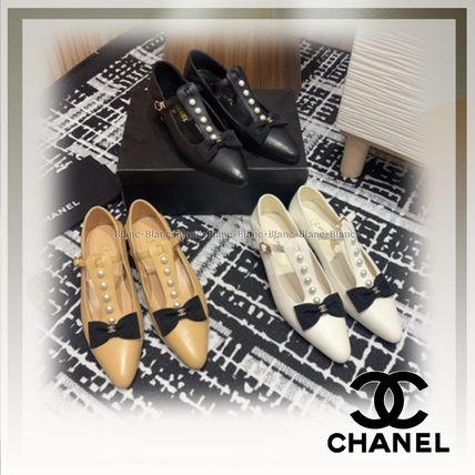 ♡新品♡ CHANEL シャネル パンプス リボン パール ブラック 36 中古・古着通販】CHANEL (シャネル) ヒールパールデザイン