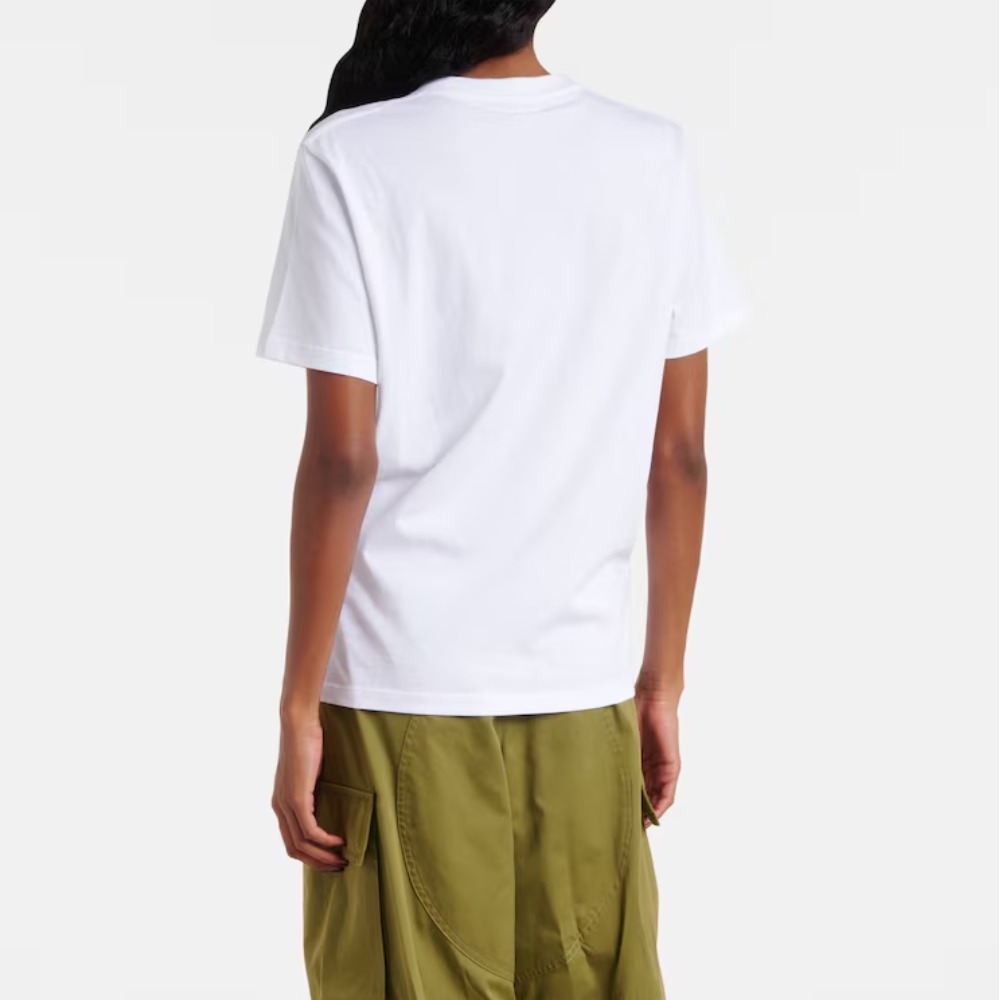 《大人かわいい》【LOEWE】刺繍入りコットンTシャツ 花 ロゴ 白