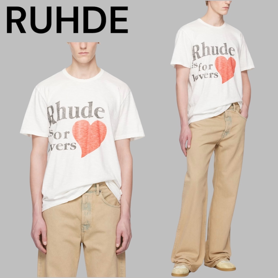 RHUDE♡ ホワイト 'Lovers' スラブ Tシャツ