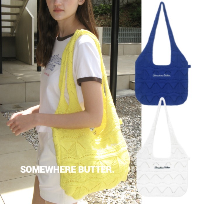 韓国人気【SOMEWHERE BUTTER.】Fruit Knit Bag 全3色