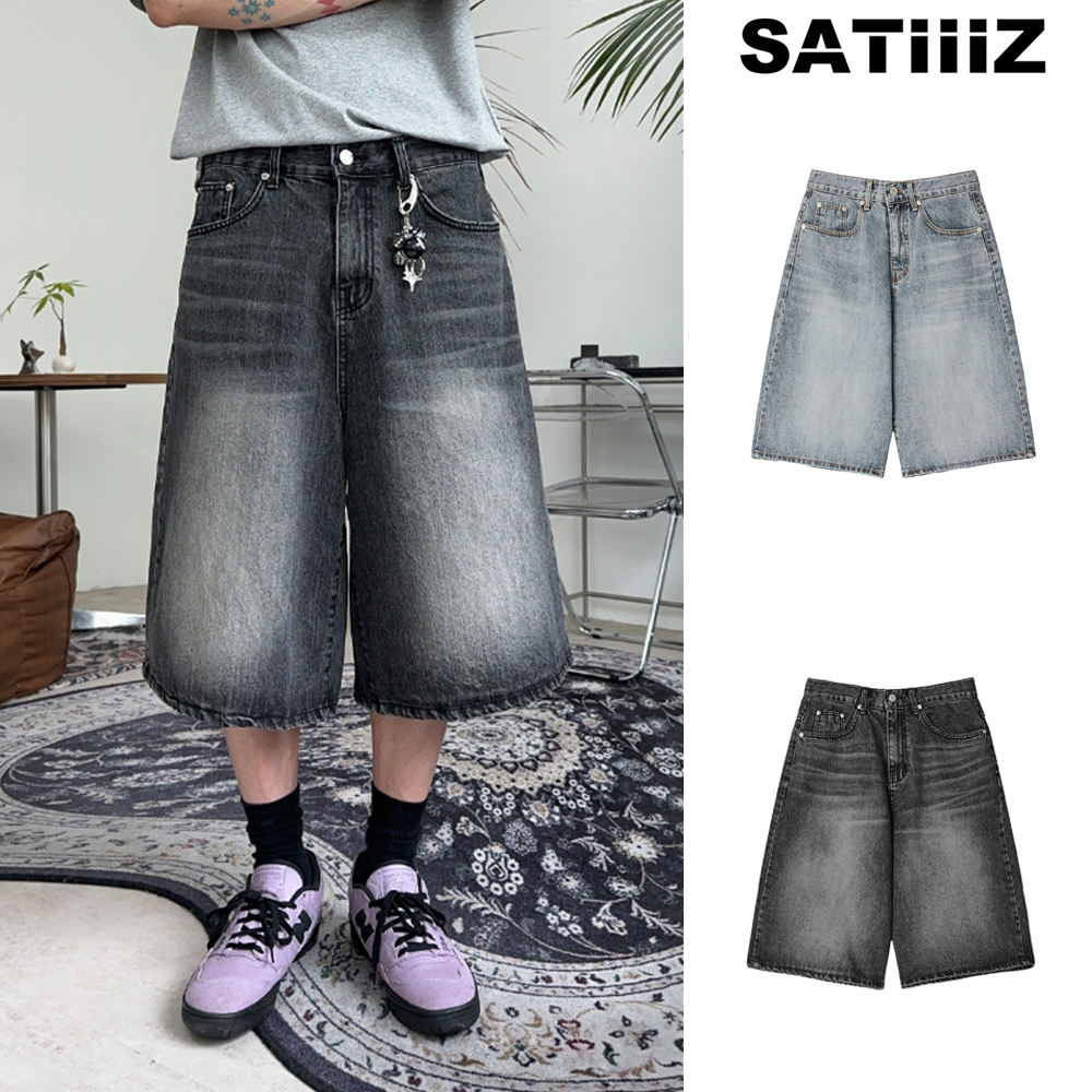 【SATIIIZ】Benen Washed Bermuda Denim Pants