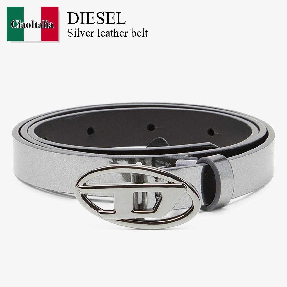 ベルト Diesel Silver Leather Belt