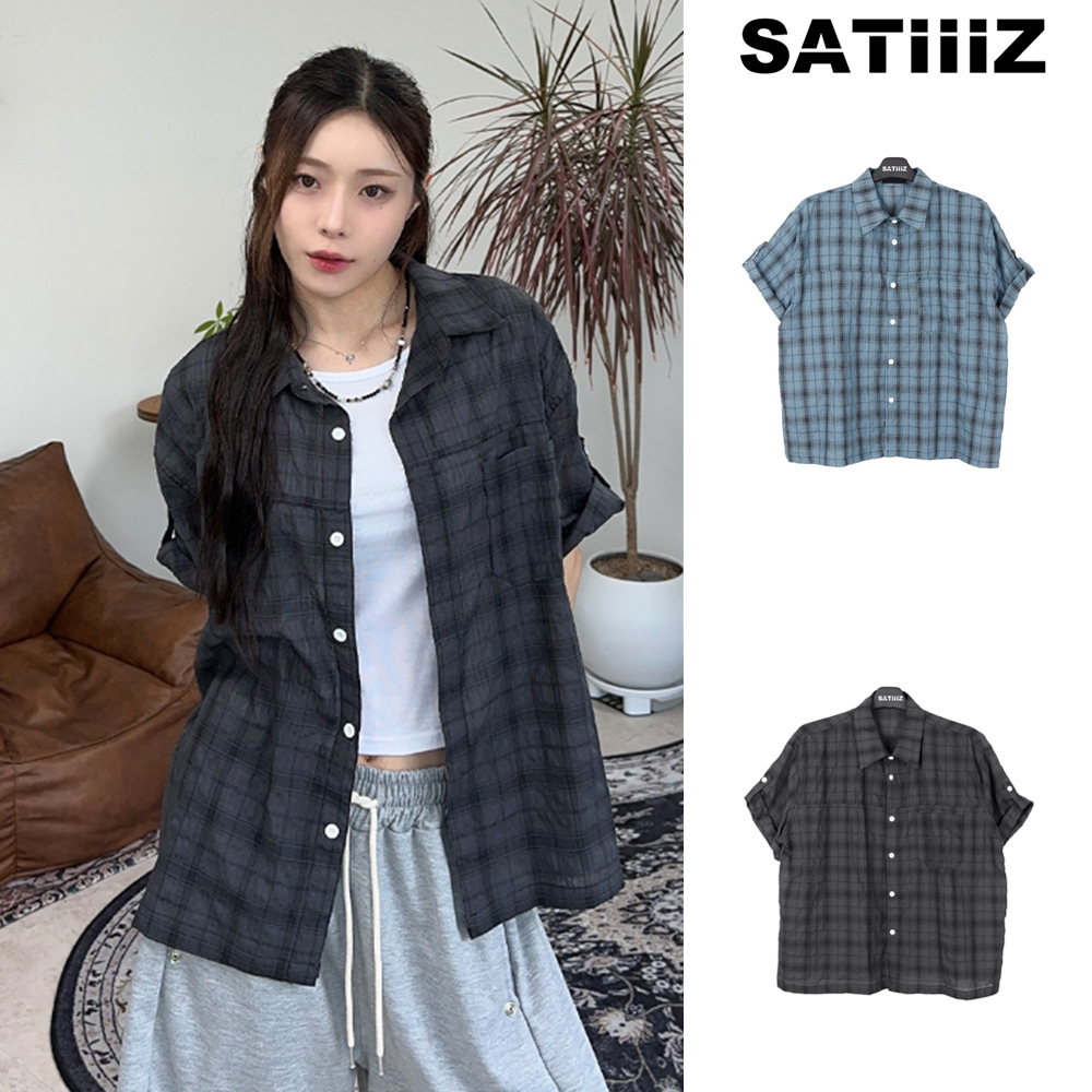 【SATIIIZ】Dias Roll-up Check Shirt