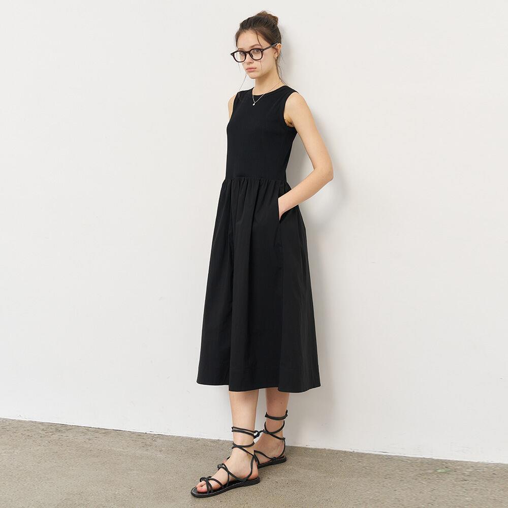 ★GENERAL IDEA★ WOMAN Jersey Top Flare Long One Piece [BLAC