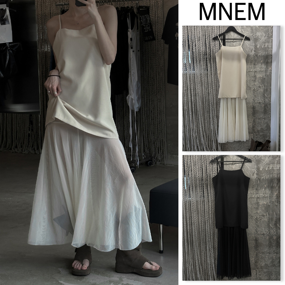 【mnem】Melsi Layered Chiffon Strap One Piece