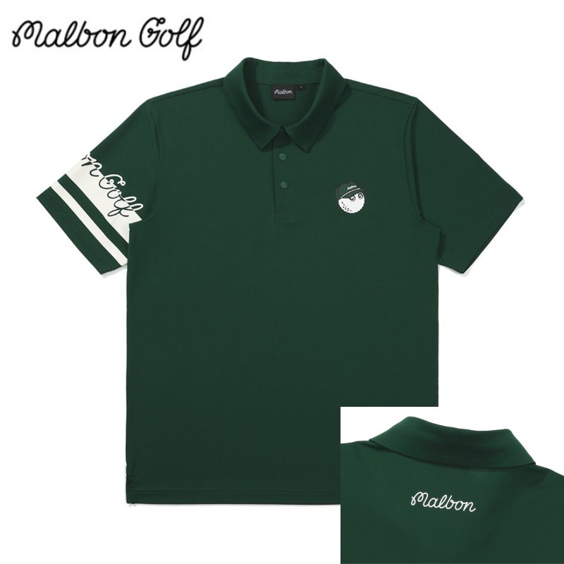 ★MALBON GOLF★25SS超新作★M sleeve point polo t-shirt Green