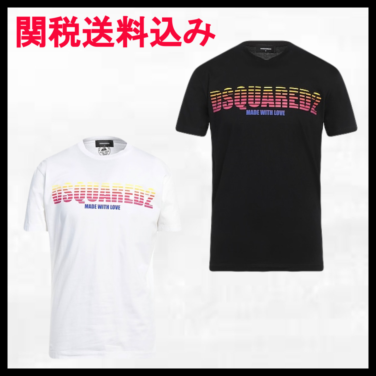 DSQUARED2 Ｔシャツ ホワイト ブラック ブランドロゴ 綿100%