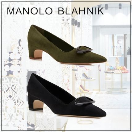 MANOLO BLAHN】スエード ポインテッドトゥ パンプス (Manolo