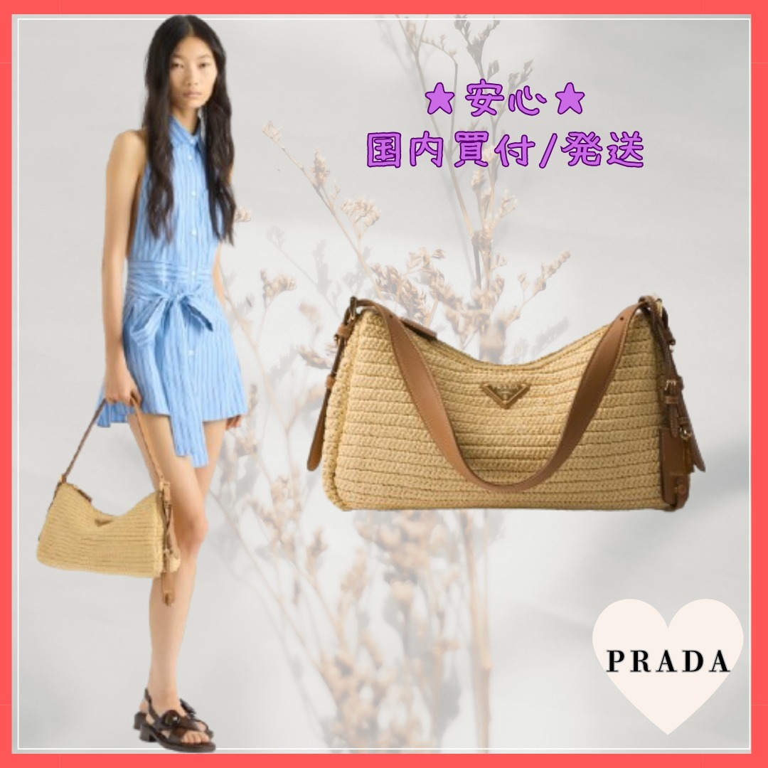 PRADA★エメ ラージ クロシェxレザー バッグ【国内買付/発送】