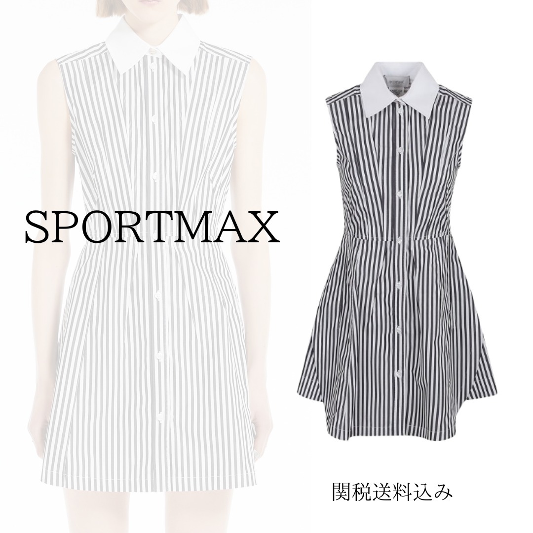 【SPORTMAX】[SELE]ショートストライプポプリンドレス 関税込