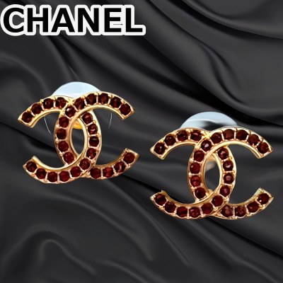 《2025A》CHANEL CCロゴ ピアス レッドストーン