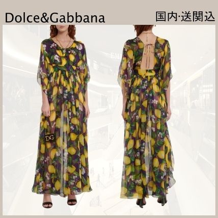 ドルチェ＆ガッバーナのシルクの黒、黄色、赤、青の花柄と電話