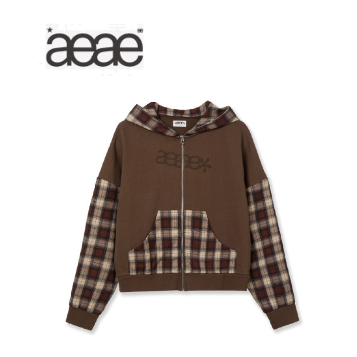 【AEAE】★韓国人気★チェックフーディ関税込