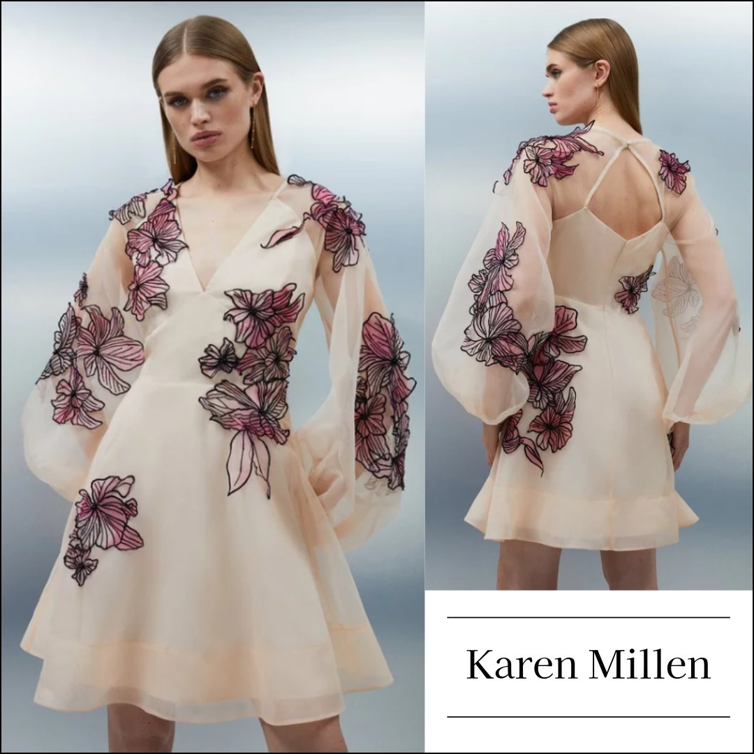 【日本未入荷】*Karen Millen* バルーンスリーブミニドレス