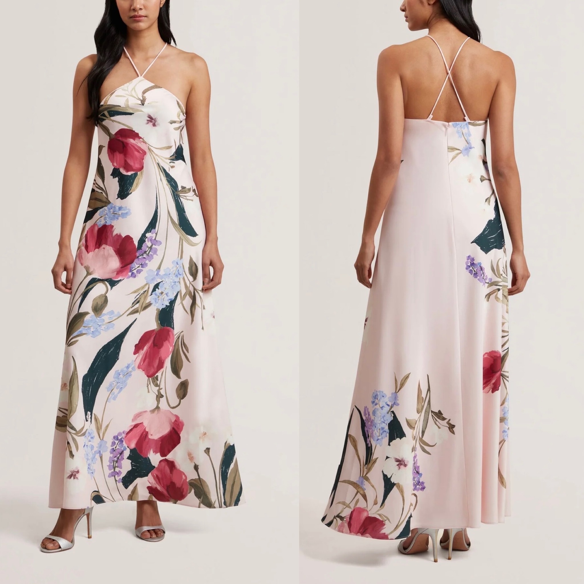 新作【TED BAKER】ALMARIA ホルターネックフローラル柄マキシ