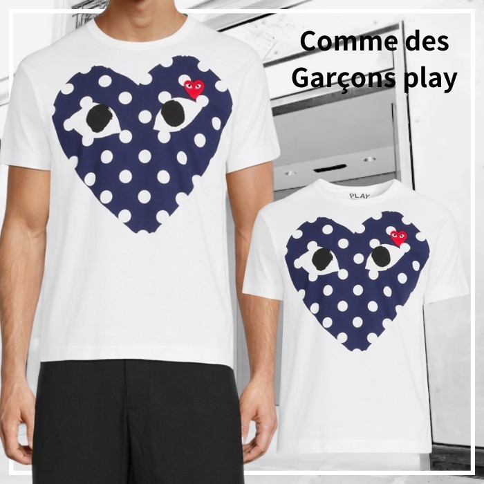 愛らしい水玉《CDG PLAY》ドット ハートグラフィック Tシャツ