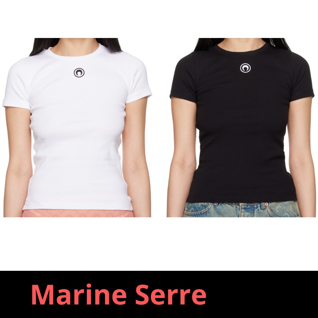 Marine Serre Moon ロゴ ジャージ ベビーフィット Tシャツ