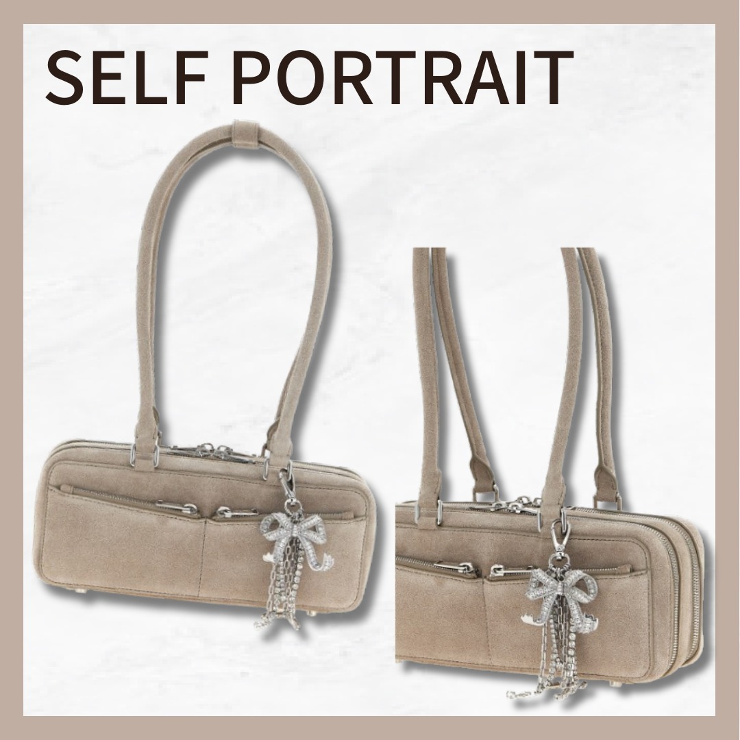 SELF PORTRAIT グレースエードバゲットショルダーバッグ