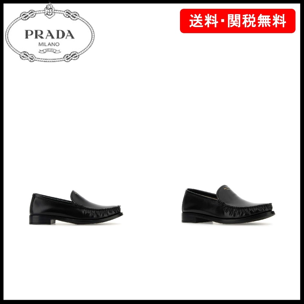 【PRADA】ロゴが型押しされたルーシュローファー☆SALE中