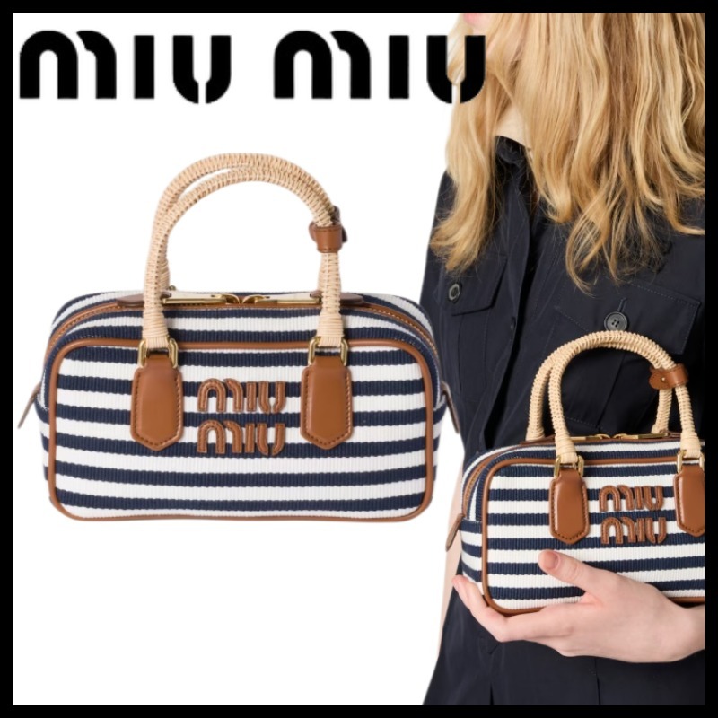 ★MIU MIU★アルカディ コットンバッグ ボーダー