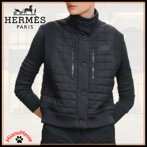 【上品♪】HERMES★キルティングノースリーブボンバージャケット