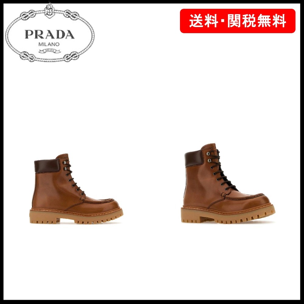 【PRADA】ロゴディテール ラウンドトゥ アンクルブーツ☆SALE中