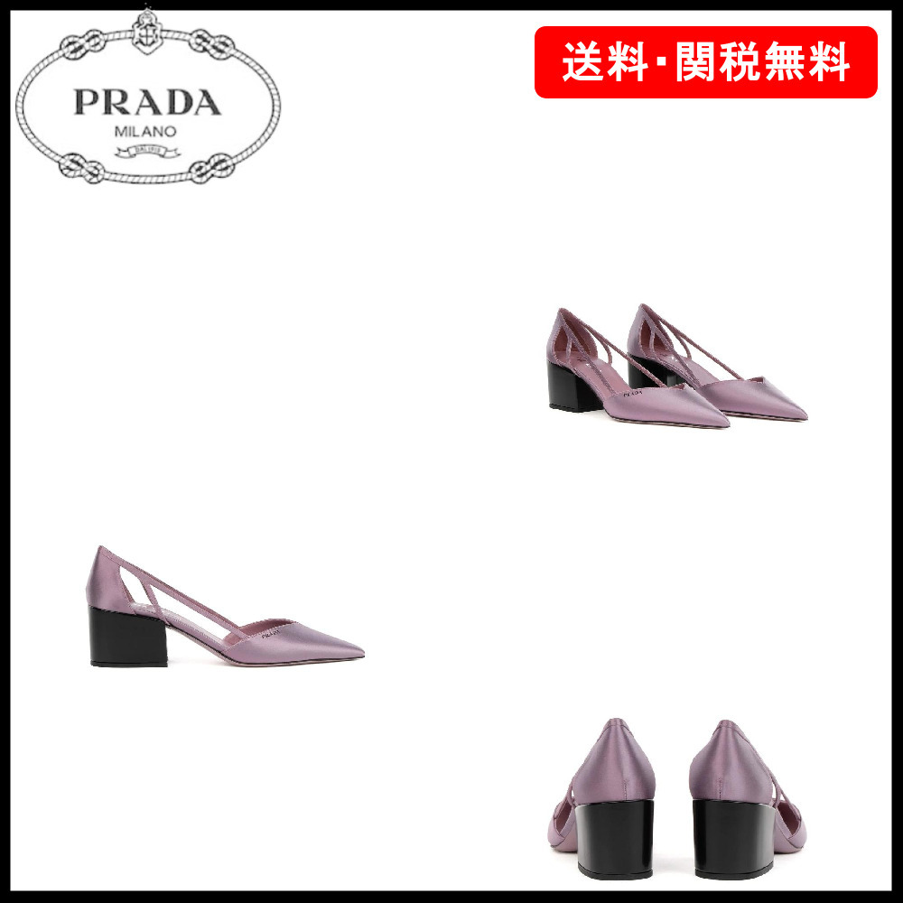 【PRADA】ロゴプリント ポインテッドトゥ パンプス☆SALE中