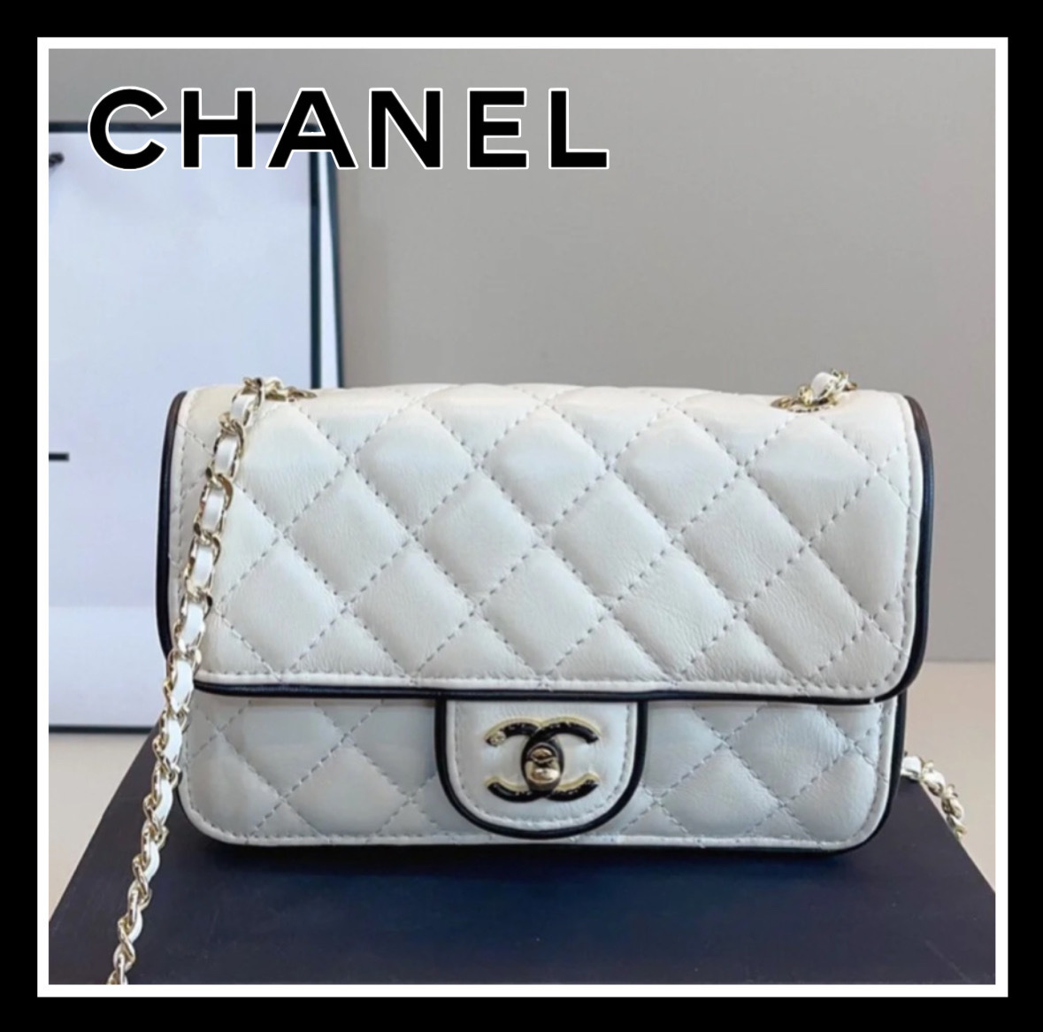 《バイカラーが可愛い》CHANEL 25C チェーンウォレット ホワイト