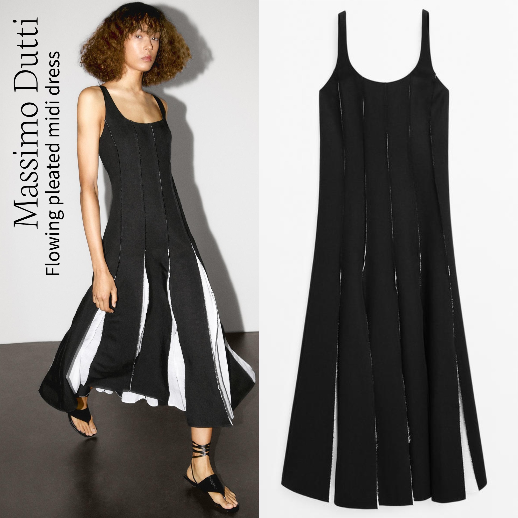 【Massimo Dutti】Long flowing linen blend dress