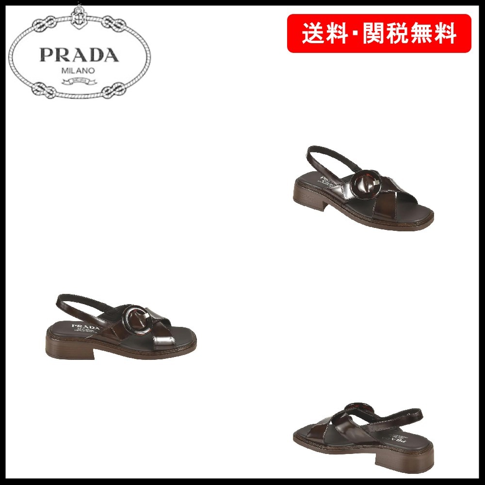 【PRADA】ロゴプリント スリングバック サンダル☆SALE中