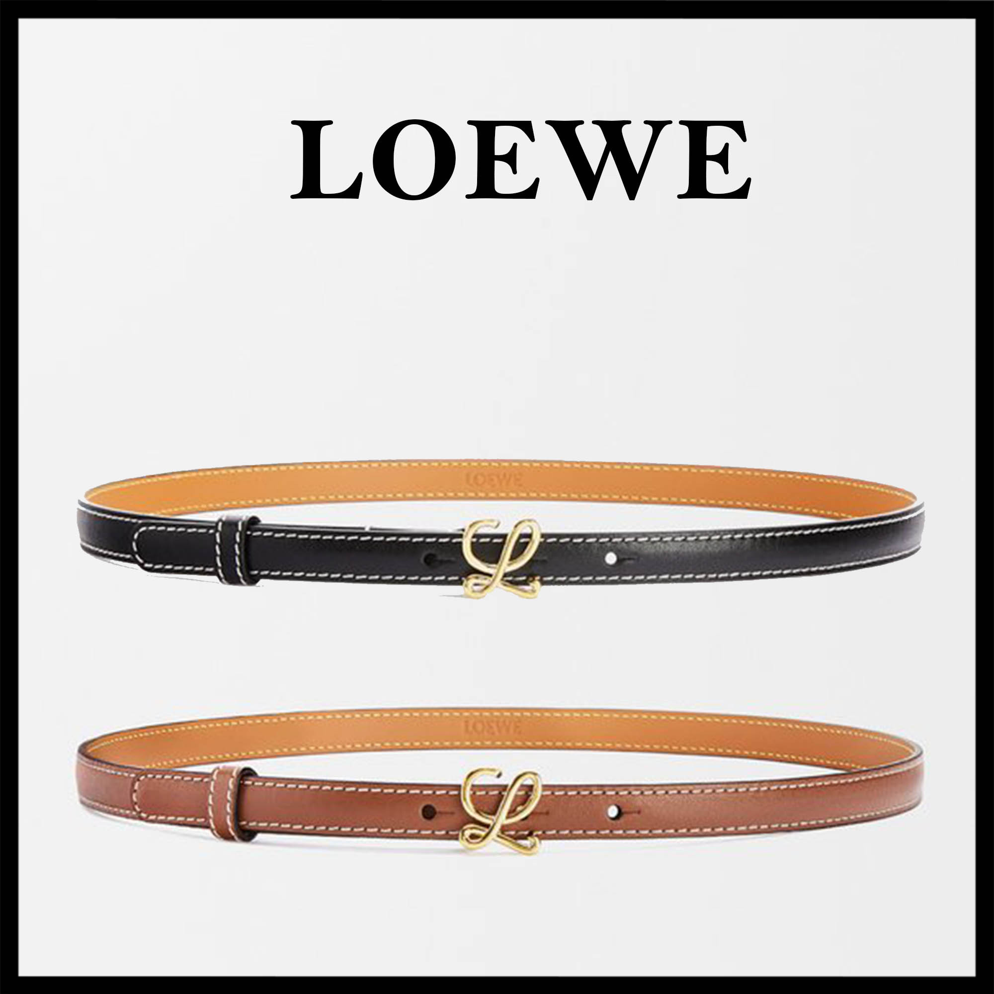 LOEWE直営店 滑らかなカーフスキンベルト