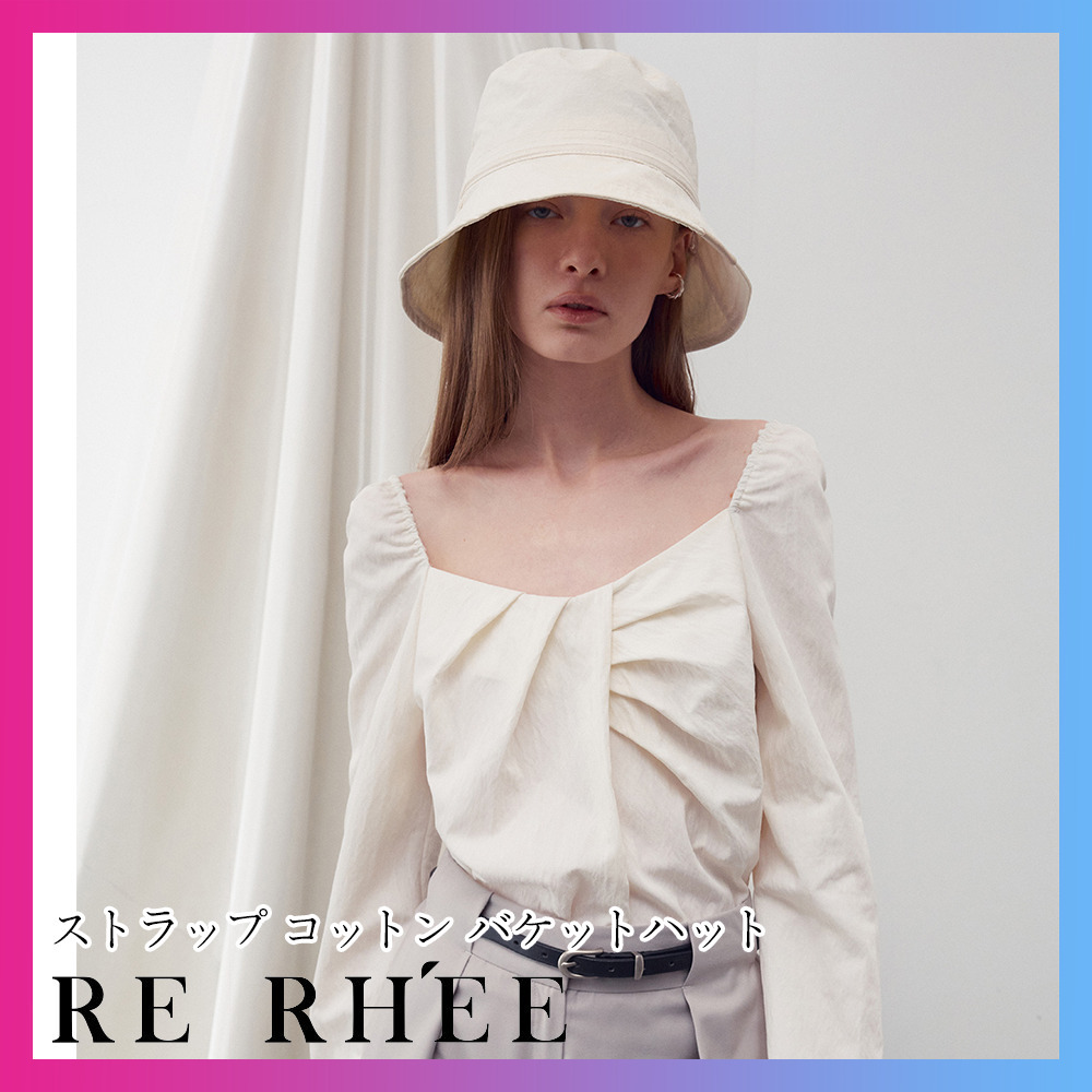 RE RHEE レリー★ストラップ コットン バケットハットアイボリー