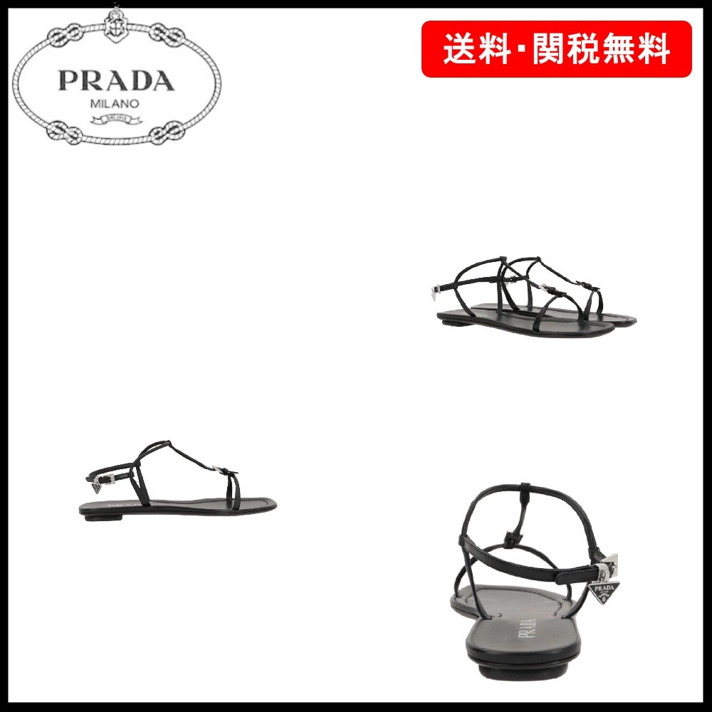 【PRADA】ティアドロップロゴ スクエアトゥサンダル☆SALE中