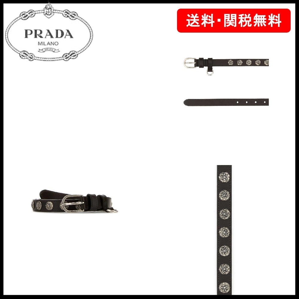 【PRADA】スタッズ装飾バックルベルト☆SALE中